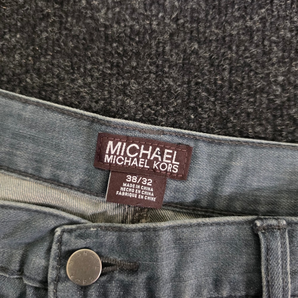 Michael Kors Mens Gray Straight Leg Jeans Size 38x32 Denim Pants MK Logo